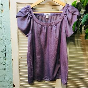 Ann Taylor Loft Purple Short Sleeve Blouse